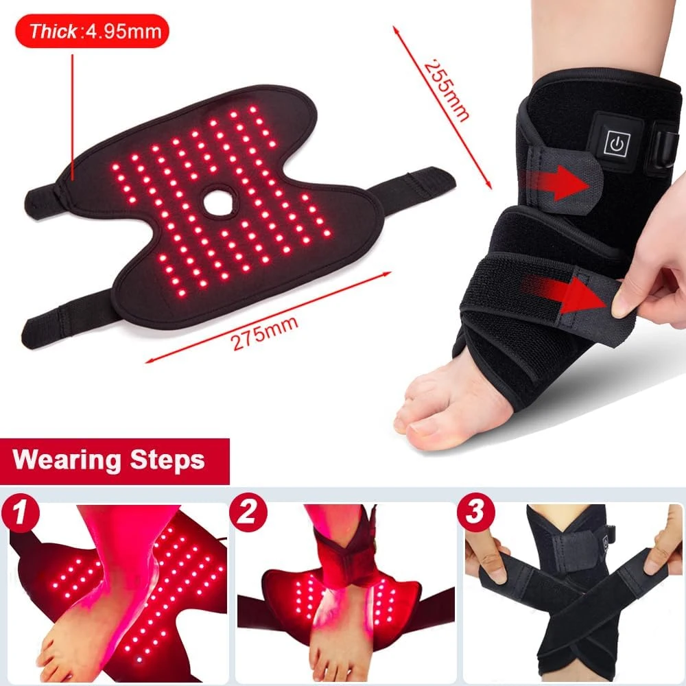 Infrared Red Light Therapy Knee Ankle Device for Joint Pain Therapy  660nm & 850nm Near Infrared Light Pulse Mode Foot Massager