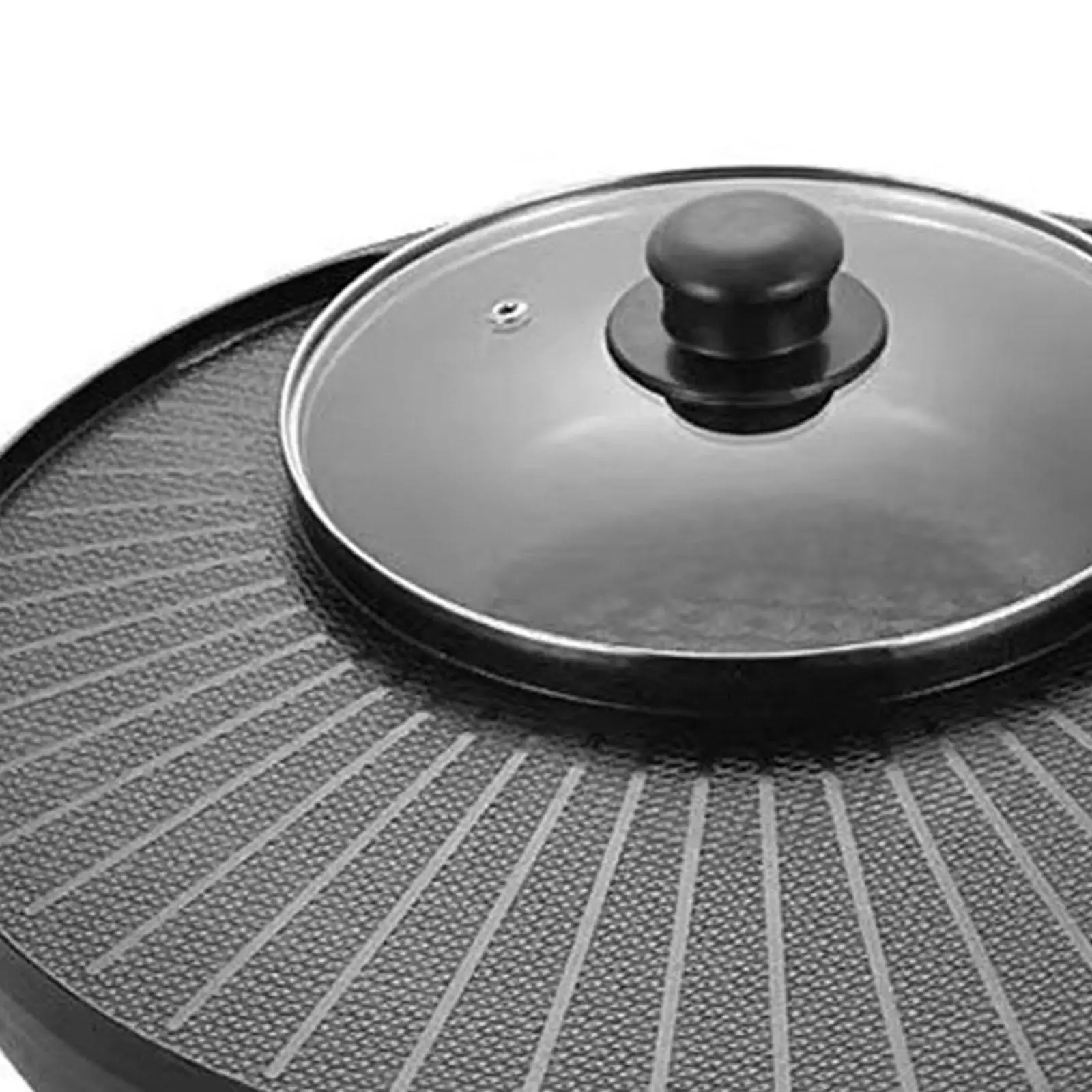 Electric Grill and Hot Pot Cookware Round Indoor Teppanyaki Grill 2 in 1 Korean BBQ for Camping Indoor Outdoor Family Picnic