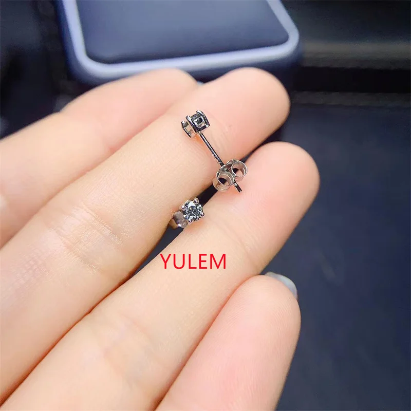 YULEM Diamond 100% Dark Gray Moissanite Earring Real 925 Sterling Silver Jewelry Simple Design for Women
