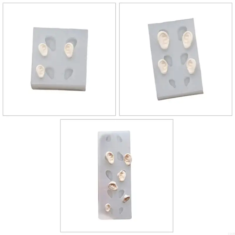 D5QB Pottery Clay Ear Mold Universal Use Silicone Mould for DIY Pottery Clay and Fondant Crafts Ear Pattern Accessories