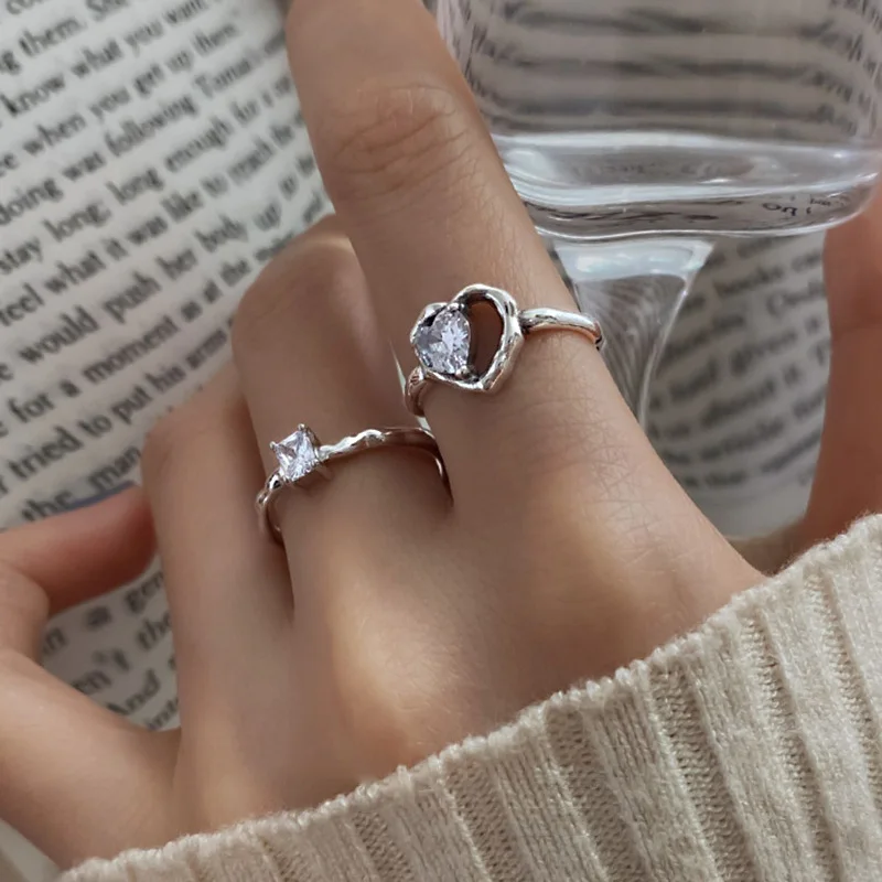 Mewanry الساطع الزركون حلقة مفتوحة للنساء الفتيات تصميم الأزياء حساسة كلاسيكية بسيطة أنيقة الحلو زفاف العروس مجوهرات هدية #6