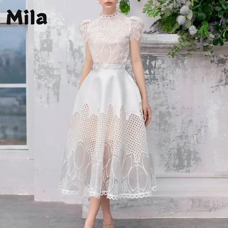 

Designer Spring/Summer 2024 Lace Embroidery Hollow Dress Two-piece Set Palace Style 2 Piece Sets Women Outfit Pieces New Women's