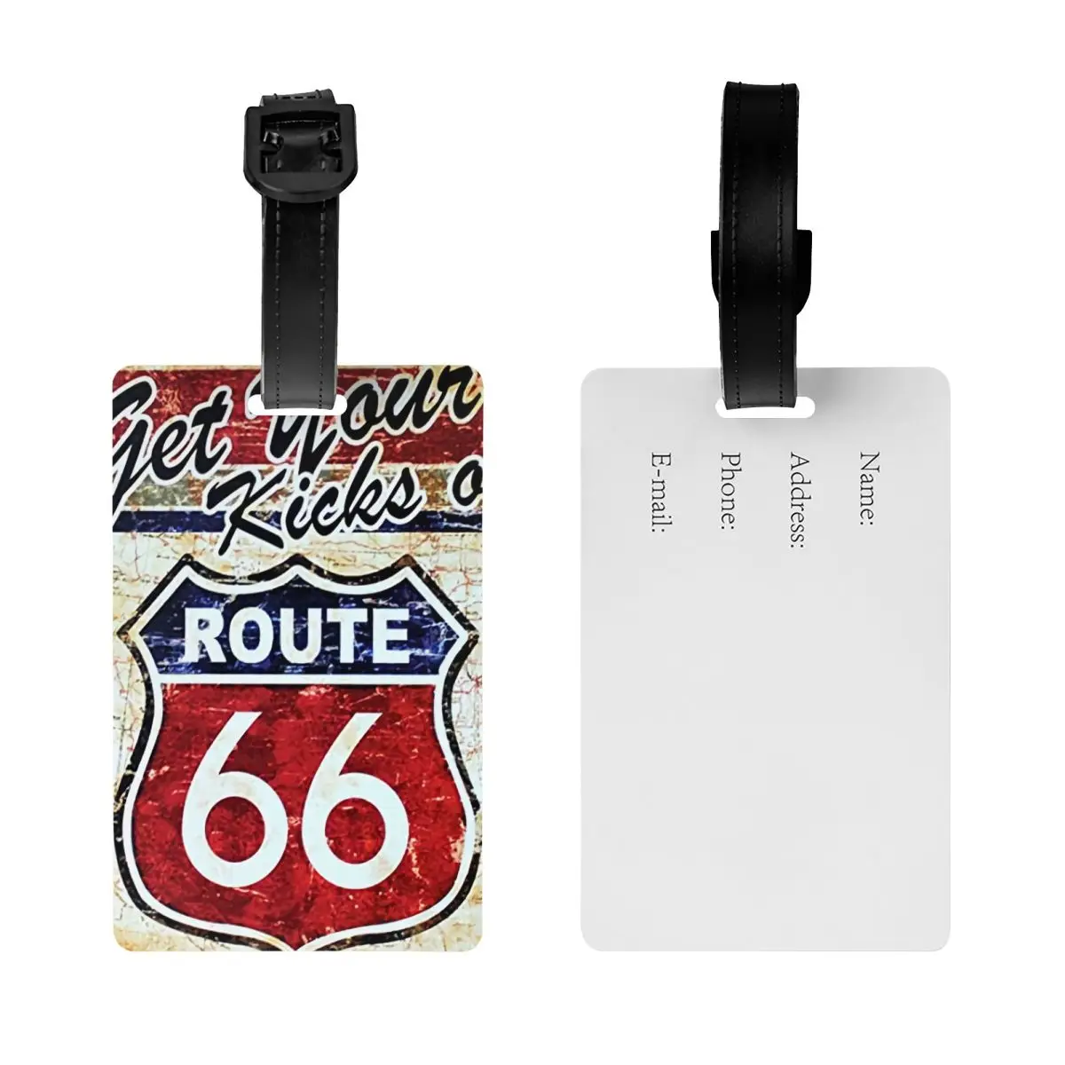 Vintage Route 66 Bagagelabel Voor Koffers Schattige Amerikaanse Wegbagagelabels Privacy Cover Id Label