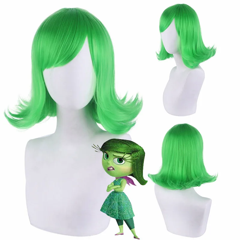 

Brain Battle/Secret Service Team Disgust Wig Cosplay Female Short Wig Green Reverse Curl Anime