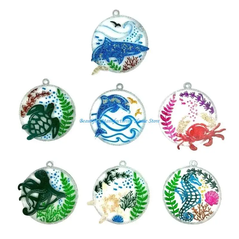 

E56A Shiny Glossy Silicone Resin Molds Marine Animal Keychain Mold DIY Pendant Ornaments Jewelry Epoxy Resin Crafting Molds
