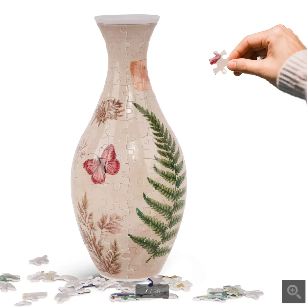 3D Vase Flower Puzzle DIY Chinese Vase for Bouquet Flower Handmade Three-dimensional Vase Puzzle Home Decoration Gift