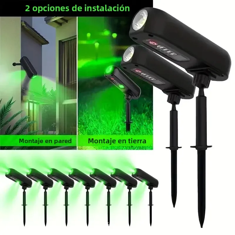Foco Solar y lámpara de pared 2 en 1, IP55, resistente al agua, LED verde/cálido para jardín, patio, camino, ambiente decorativo, iluminación de árboles