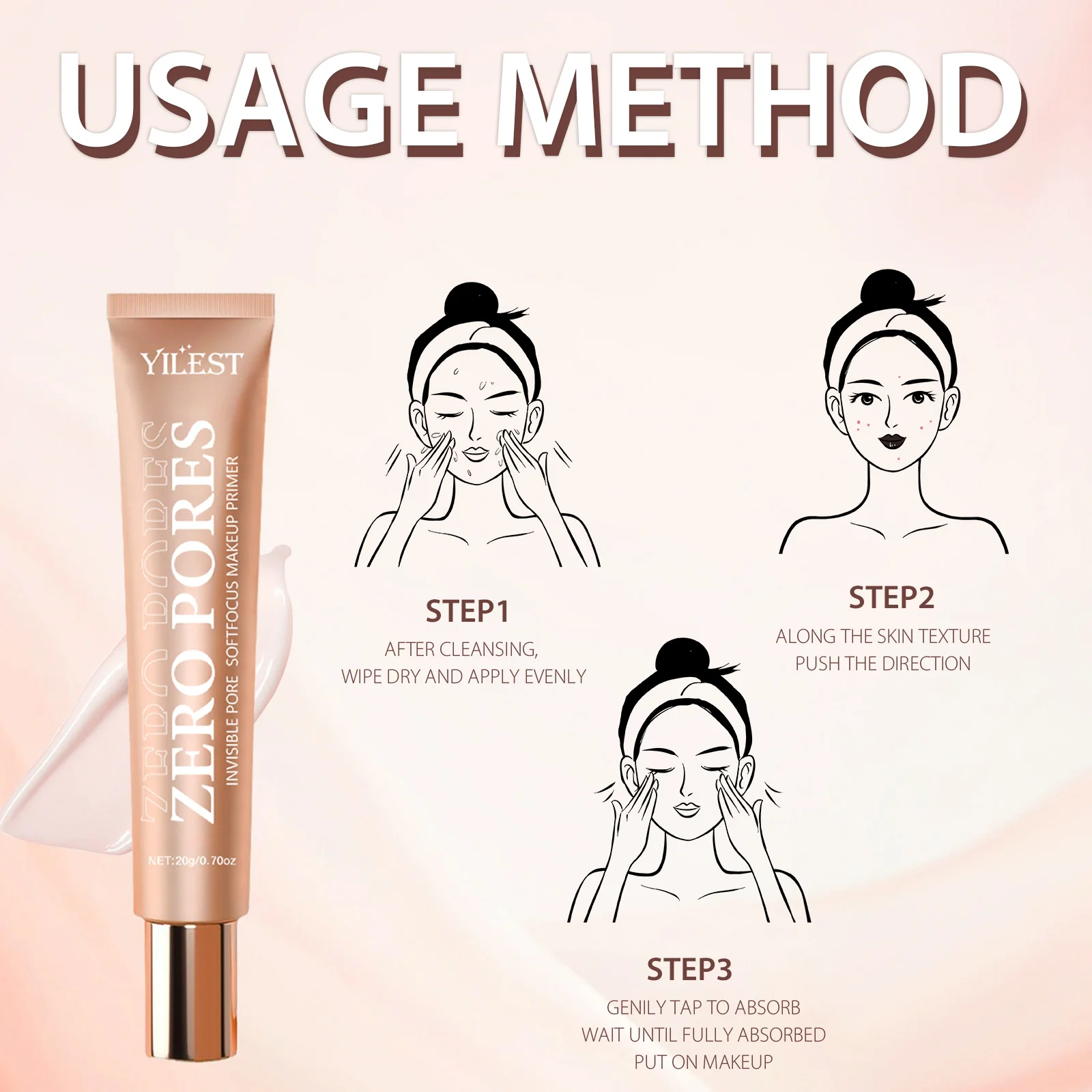 YILEST Makeup Primer 20g Onzichtbare poriën Softfocus Face Primer, oliecontrole, langdurig, gladmakend voor matte afwerking Make-upbasis