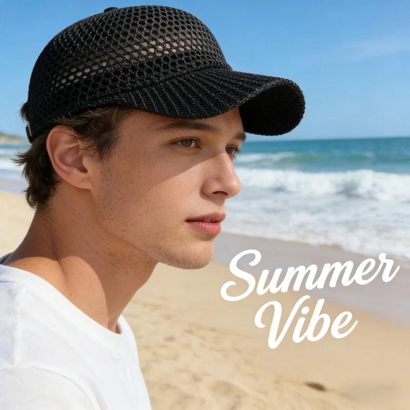 Summer Hollow Breathable Solid Color Baseball Cap Woman Girls Lightweight Sunshade Beach Hats All-Season Versatile Style
