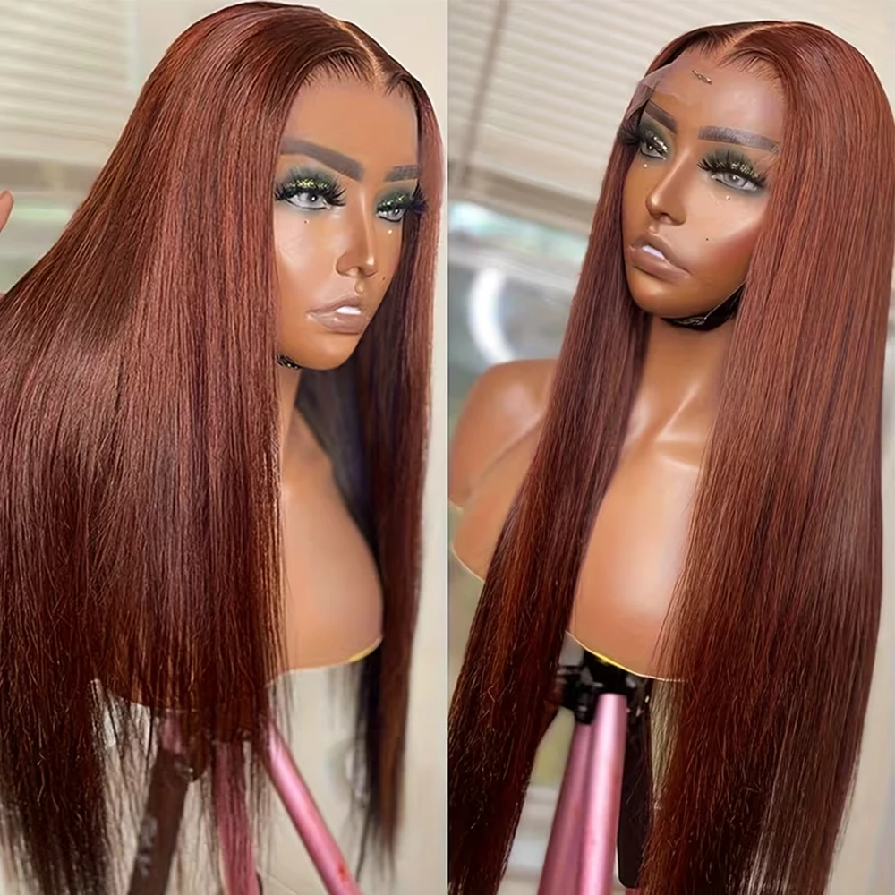 البني المحمر 13X4 HD الدانتيل الجبهة الباروكات الشعر البشري 13X6 مستقيم الدانتيل الجبهة الباروكات النحاس الأحمر الملونة خصلات الشعر المستعار الإنسان للنساء