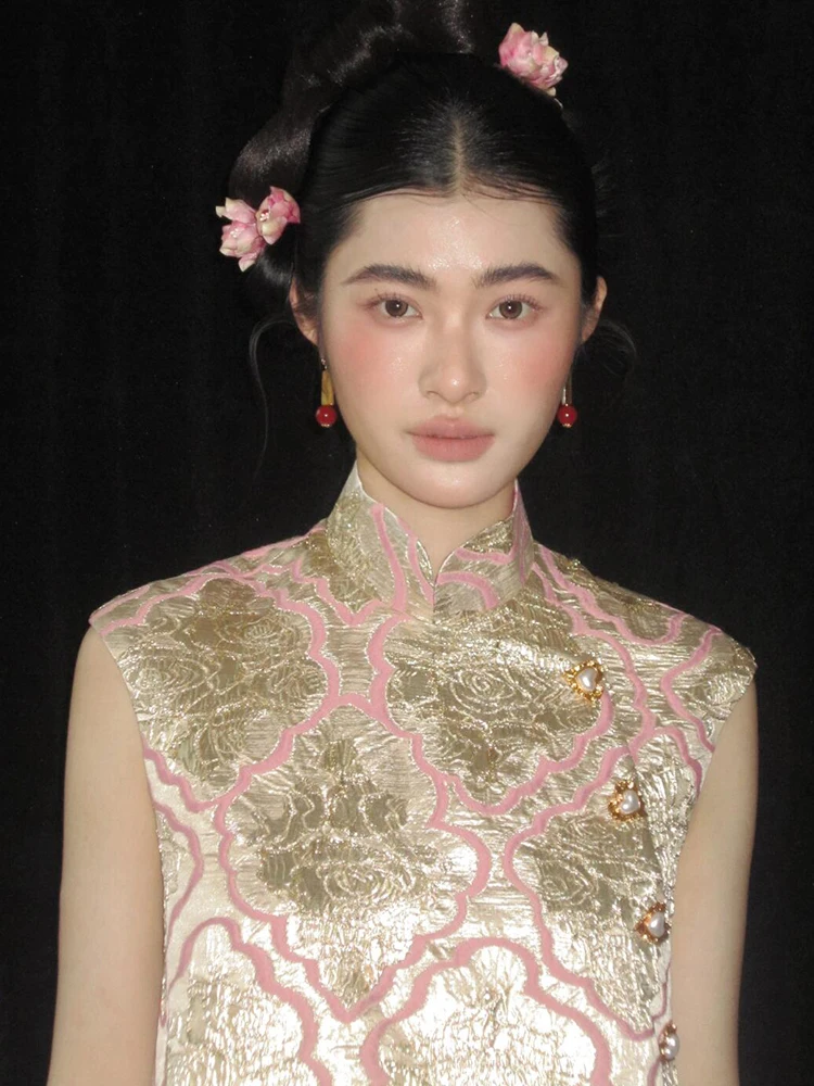 

Ele Chinese Sle Wedding Dr Women's Morning oot Cotail Dr High Ne Svel Midi Skirt Floral Print Polyester