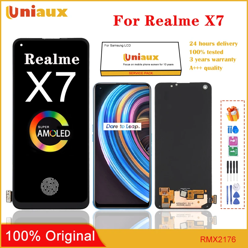 

6.4'' AMOLED For Realme X7 5G Mobile Phone LCD Screen Display assembly Touch Screen LCD Panel Replacement