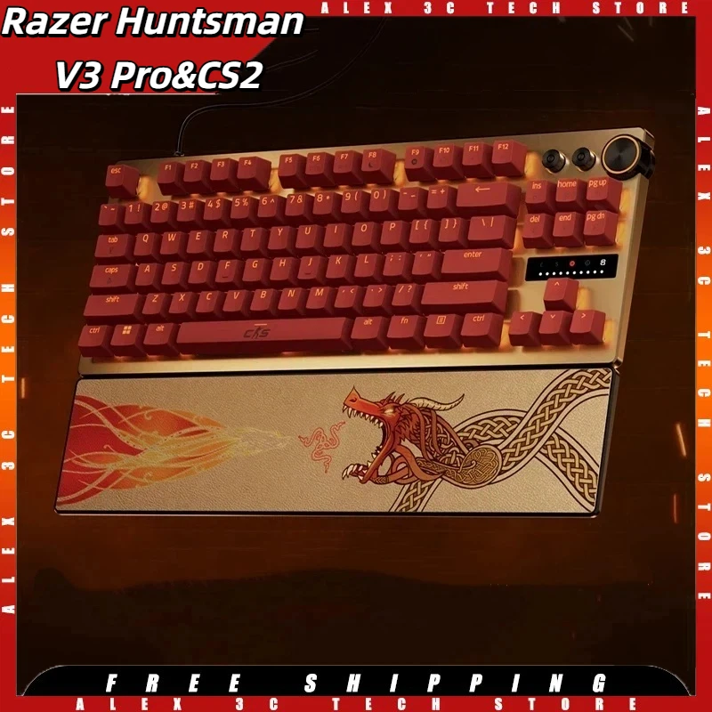 

Razer Huntsman V3 Pro&CS2 Co-Branded Mechanical Keyboard RT0.1mm Ergonomic Gaming Keyboards with Wrist-Rest and PBT Keycaps RGB
