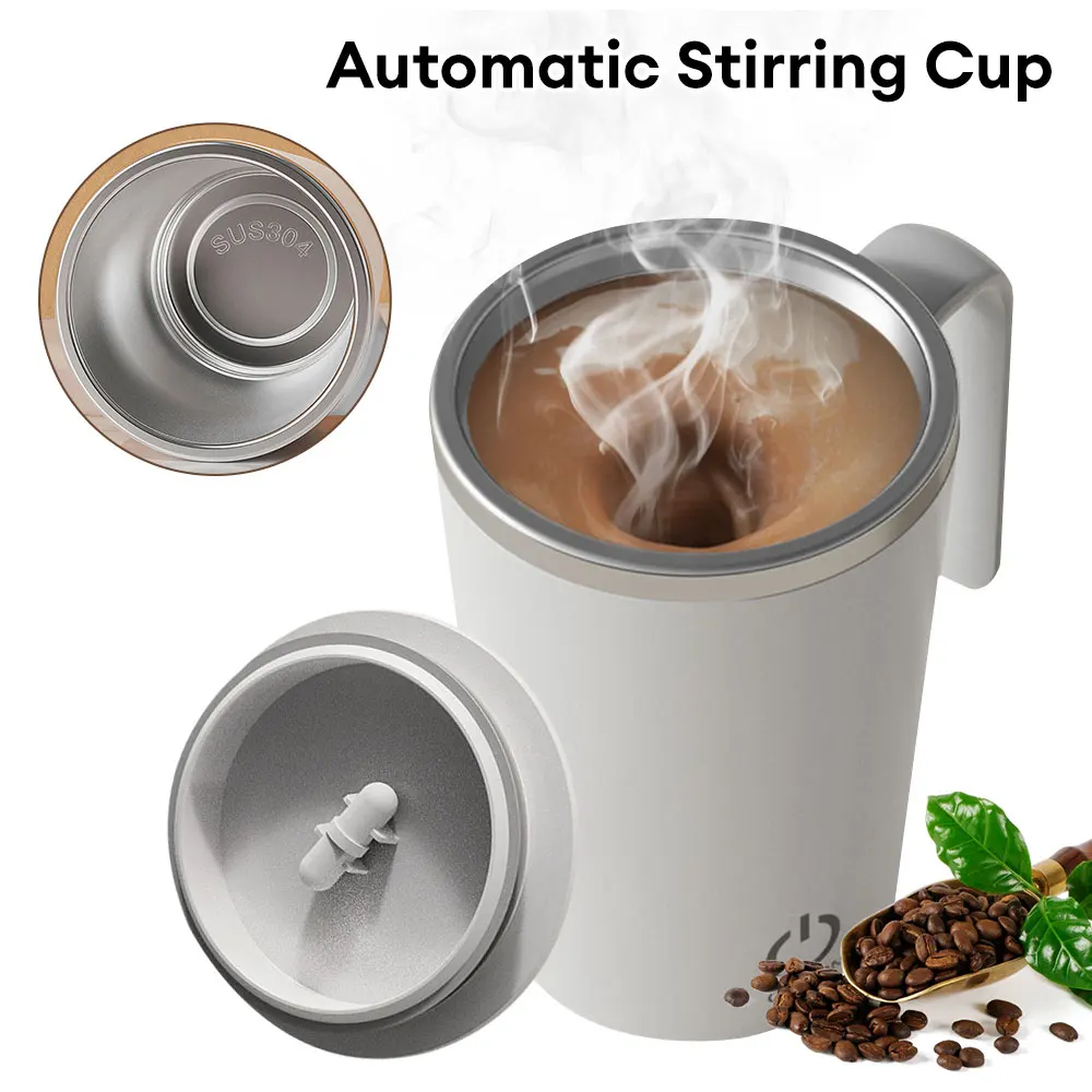 

400ML Automatic Stirring Magnetic Mug Creative Stainless Steel Electric Smart Mixer Coffee Milk Mixing Cup Water Bottle Mark Cup