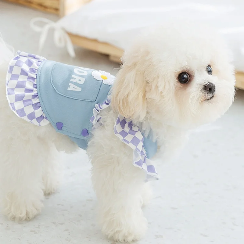 Summer Princess Pet Dog Dress Cute Denim Dog Dress Fashion Dog Wedding Skirt Sweet Cat Suspenders Dress Soft Pet Dogs Clothing