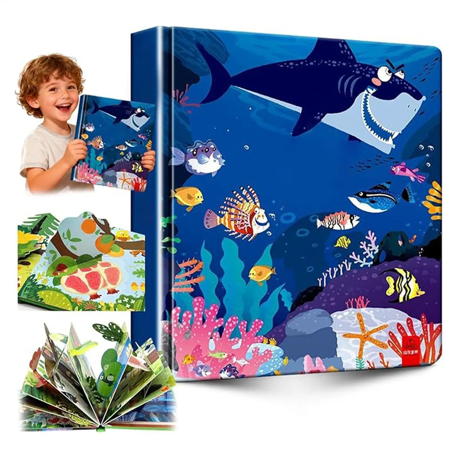 Kids Interactive Books 3D Animal Pictures Storybook Animal Theme Hardcover Interactive Board Books For Reading Speech Kids Boy