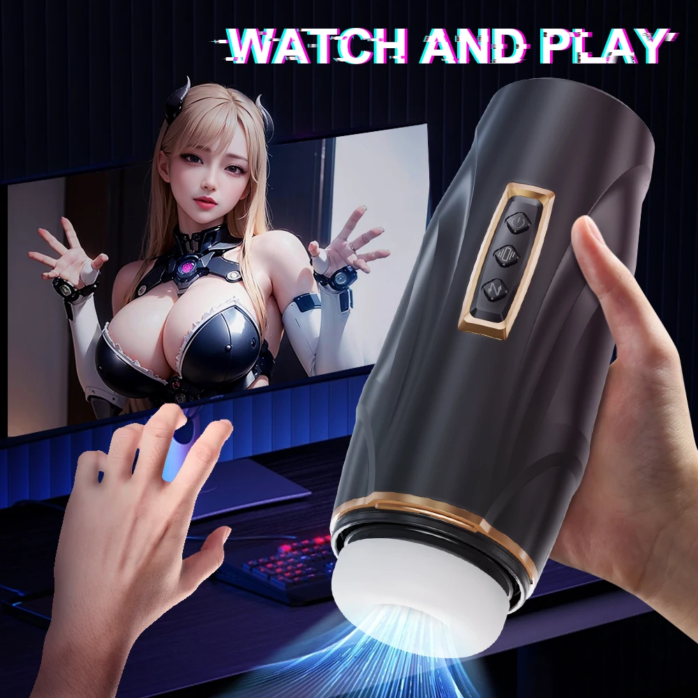 Automatic Telescopic Male Masturbator Vibration Blowjob Sucking Masturbation Cup for Men Oral Vagina Machine  Sex Toys for Adult