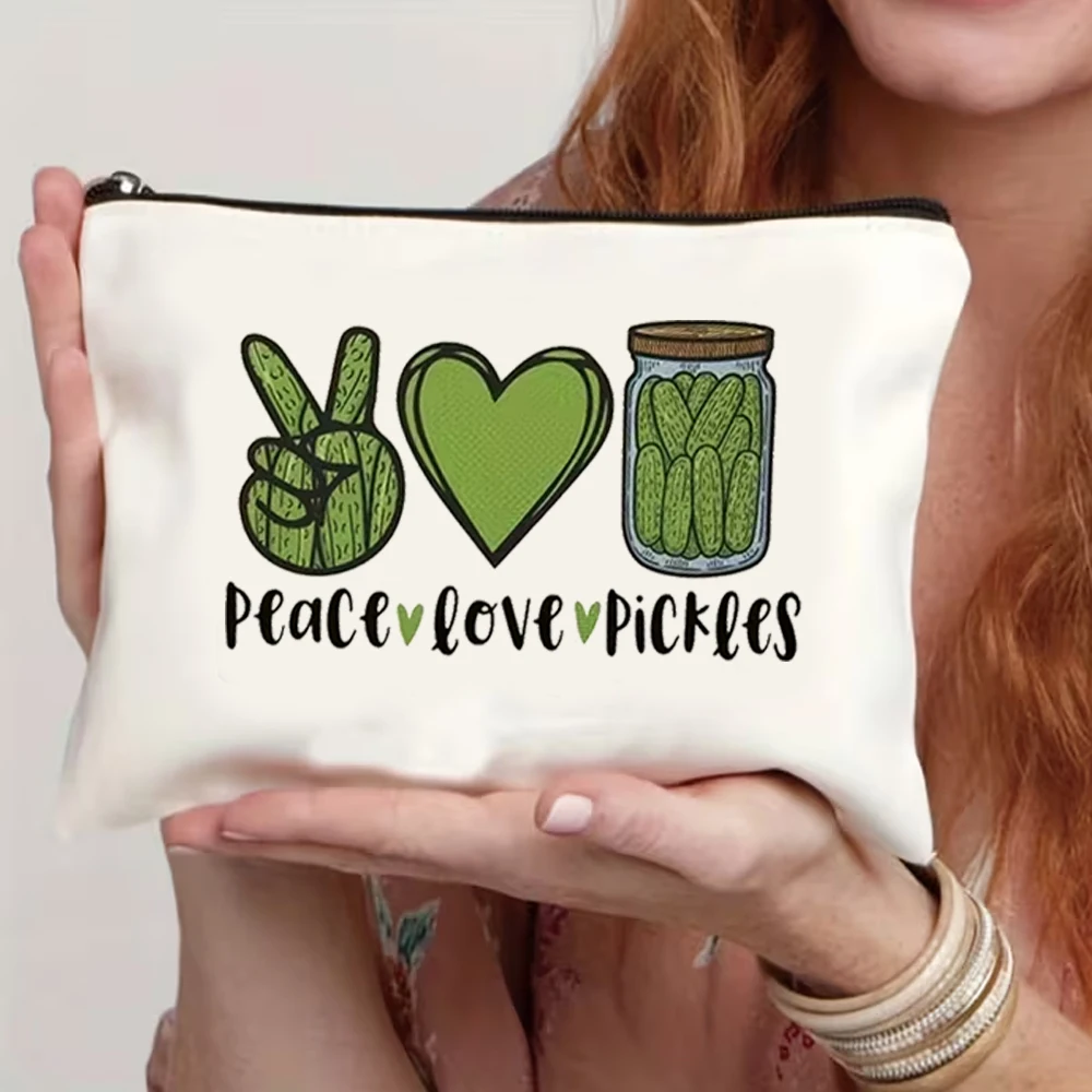 Peace Love Kimchi Makeup Travel Bag - Washable, Lightweight, Non-Fading Polyester Zipper Bag, Strapless - Foldable Cosmetic Organizer for Women, Girls, Sisters, Daughters - Suitable for Birthday, Graduation, Christmas Gifts