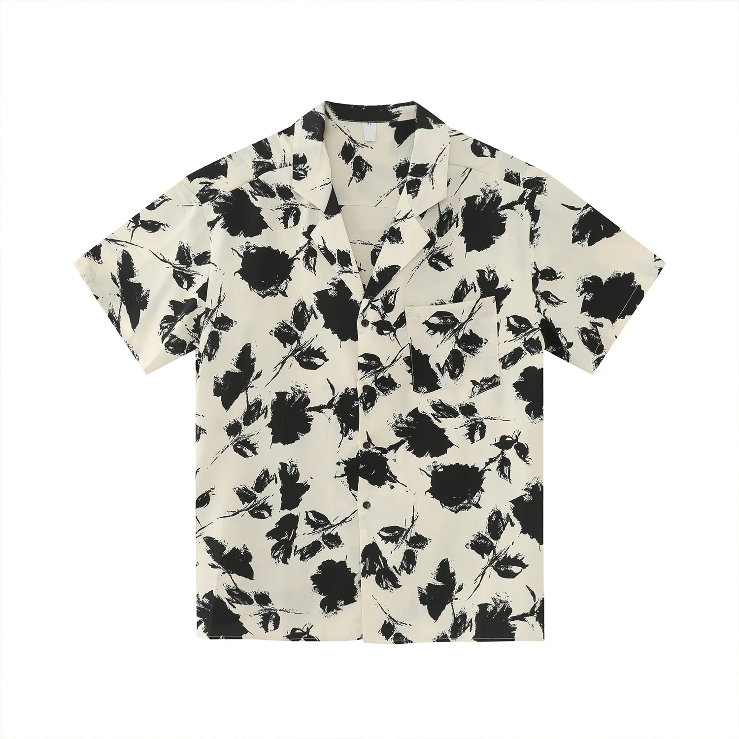 Retro Cuban Collar Vacation Short Sleeve Floral Shirt Men Summer Loose Casual Couple Shirt