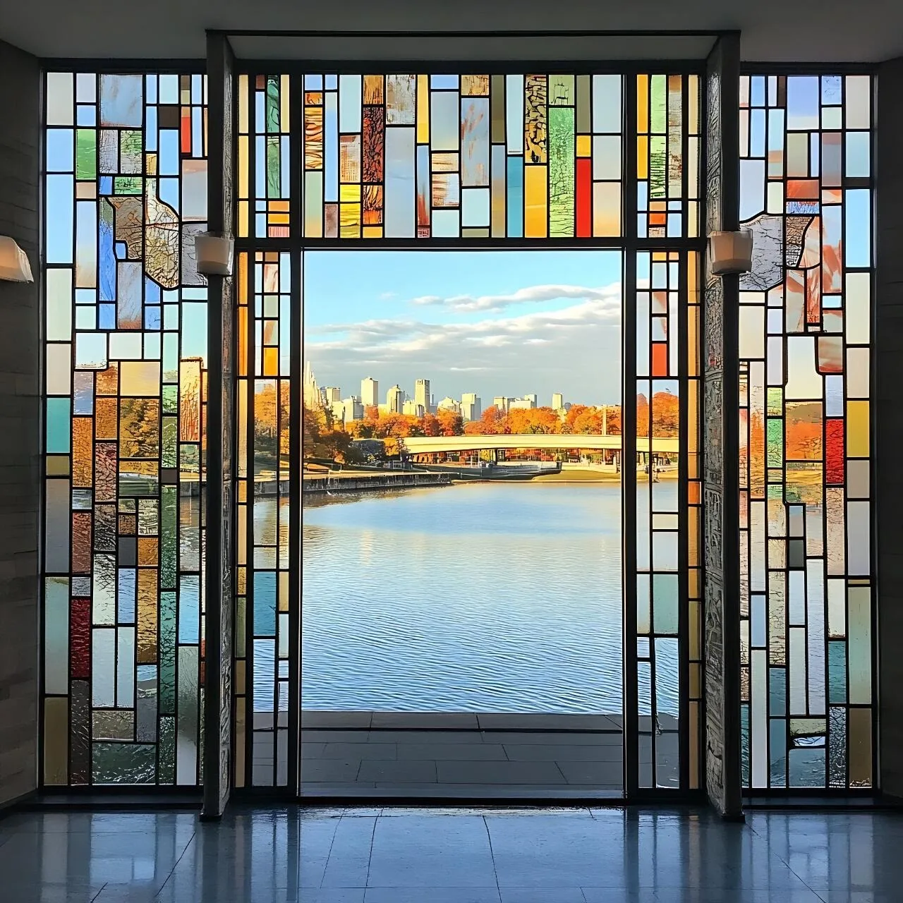 Tailored Interior Space Divider Geometric Lattice Glass Design Frosted Translucent Enamel Screen Partitions Various Patterns