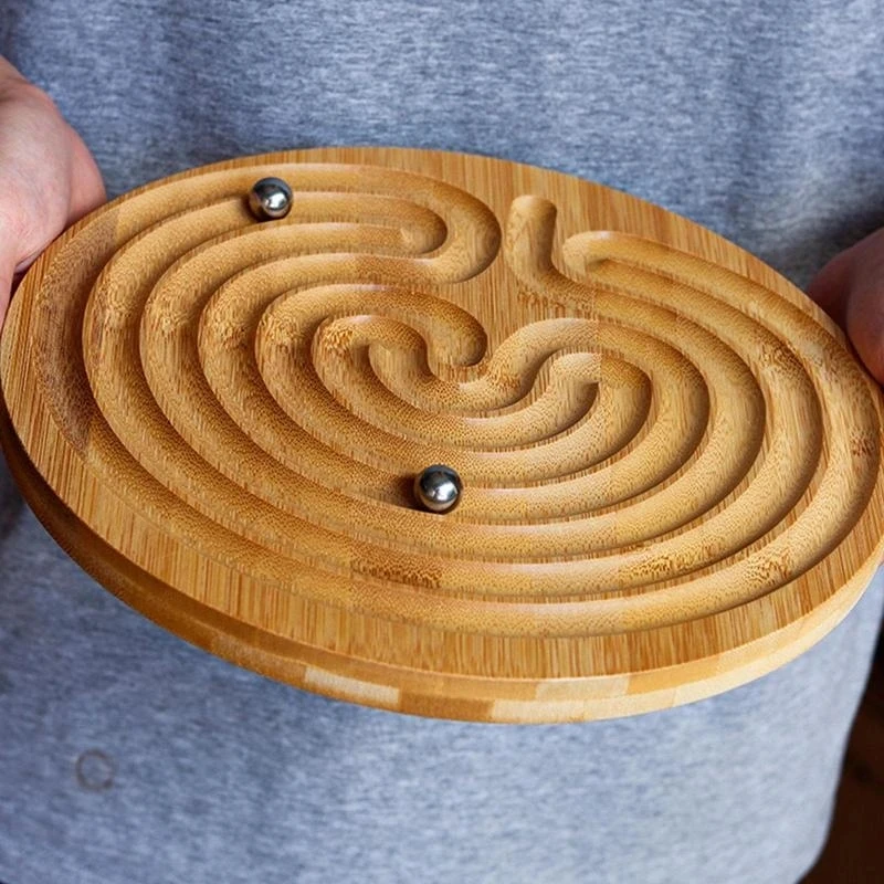 wood Finger Labyrinth Chartres Wood Carving Labyrinth board Meditation Tools Finger Labyrinth for Meditation and Prayer
