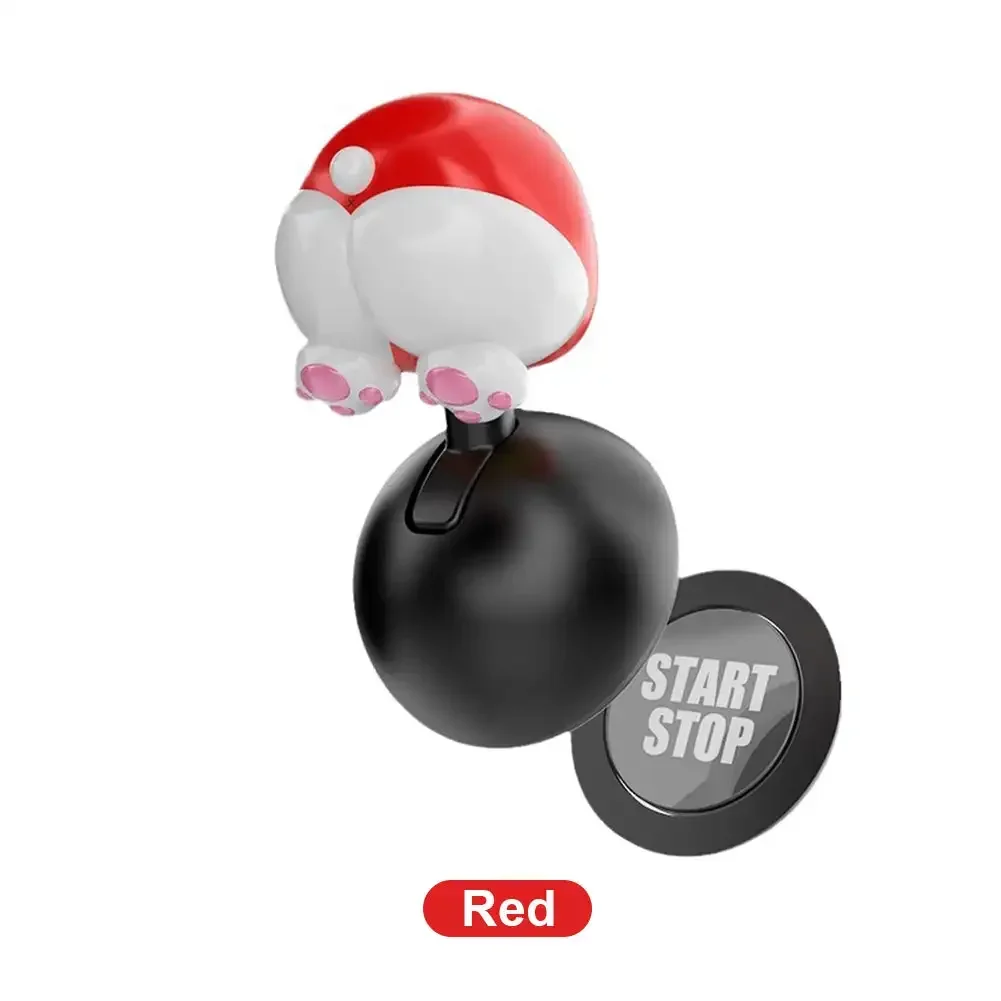 Cute Dog Car Push To Start Button Rocker Car One Button Start Lever Car Engine Start Stop Button Joystick Ball-bar Auto Decor