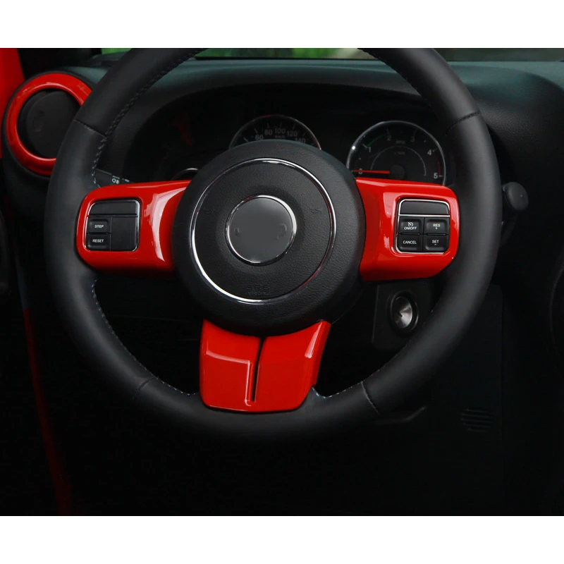 Sansour ABS Car Interior Steering Wheel Decoration Cover Stickers For Jeep Wrangler For Patriot For Compass for Cherokee 2011 Up