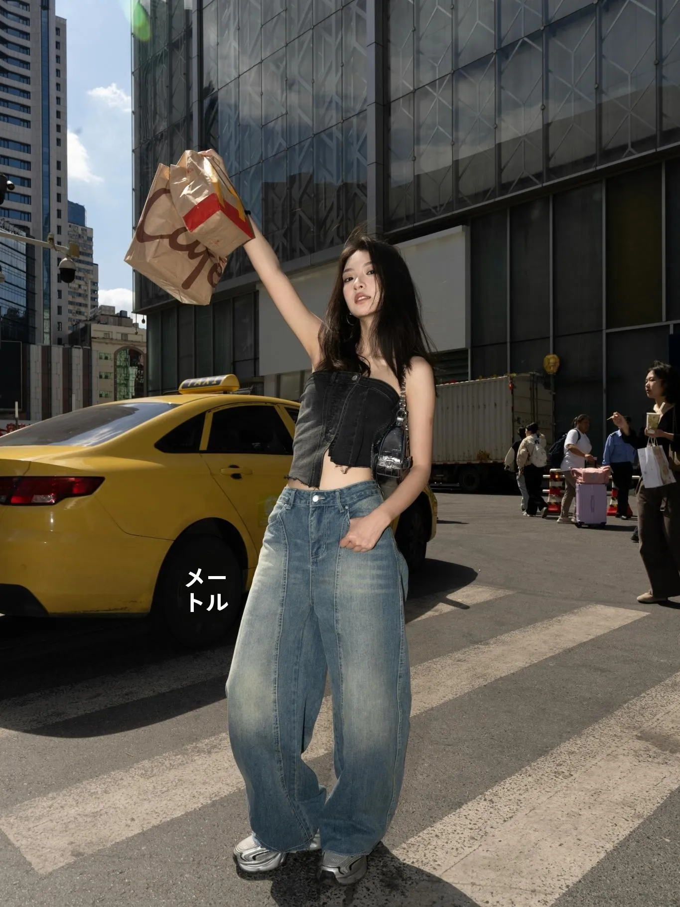 

TheLike Autumn Winter New Style Wide Leg Jeans High Waist Long Trousers Worn Washed Vintage Drapey Floor Length Fashionable