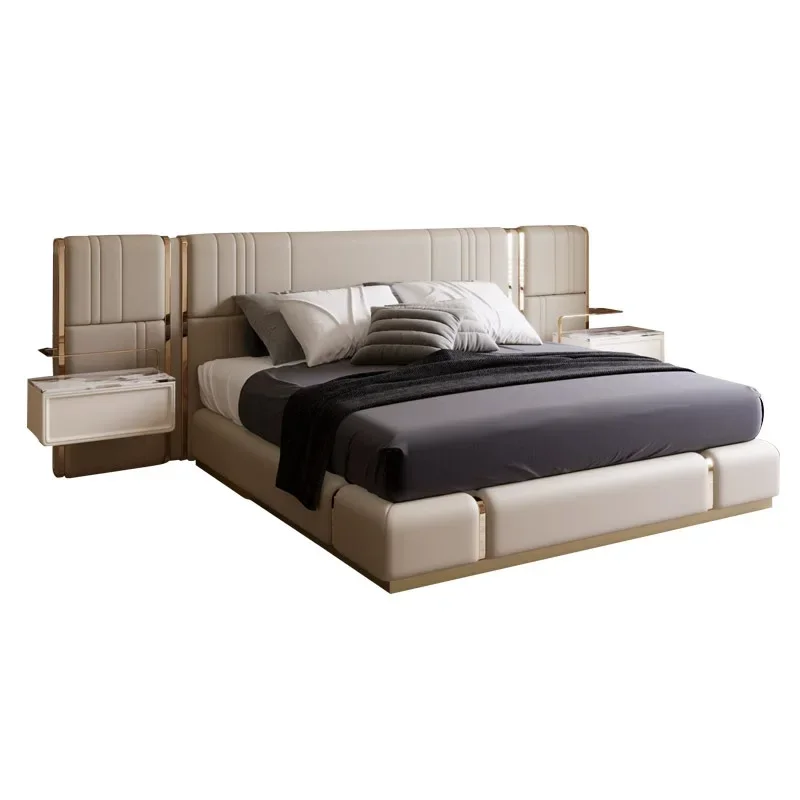 Italian light luxury soft bag double bed, post-modern villa haute couture Internet celebrity bed