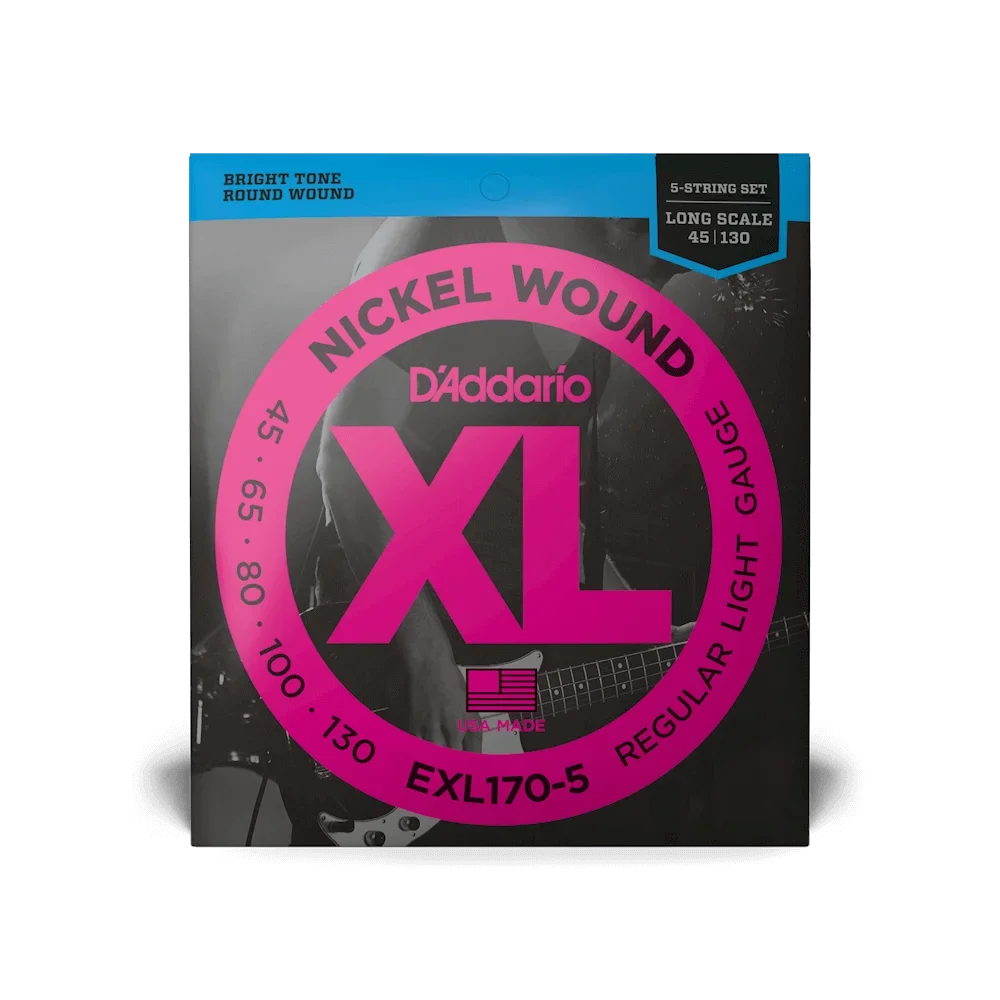 45-130 Bass Guitar Strings XL Nickel Bass Strings EXL170-5 Perfect Pitch Feel Durability - For 5 String Bass Guitars Long Scale