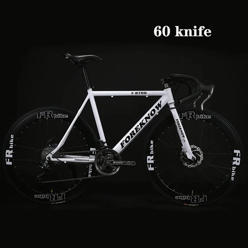 60 Knife fixie bike 27 speed curved handlebar road bicycle double disc brake high carbon steel frame Road Racing bicicleta adult