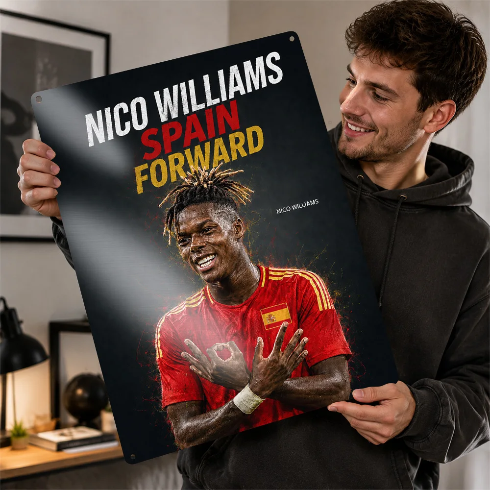 Nico Williams Football Aluminum Poster Personalized Metal Sign Club Legacy Style Wall Art Perfect For Dedicated Fans In Office