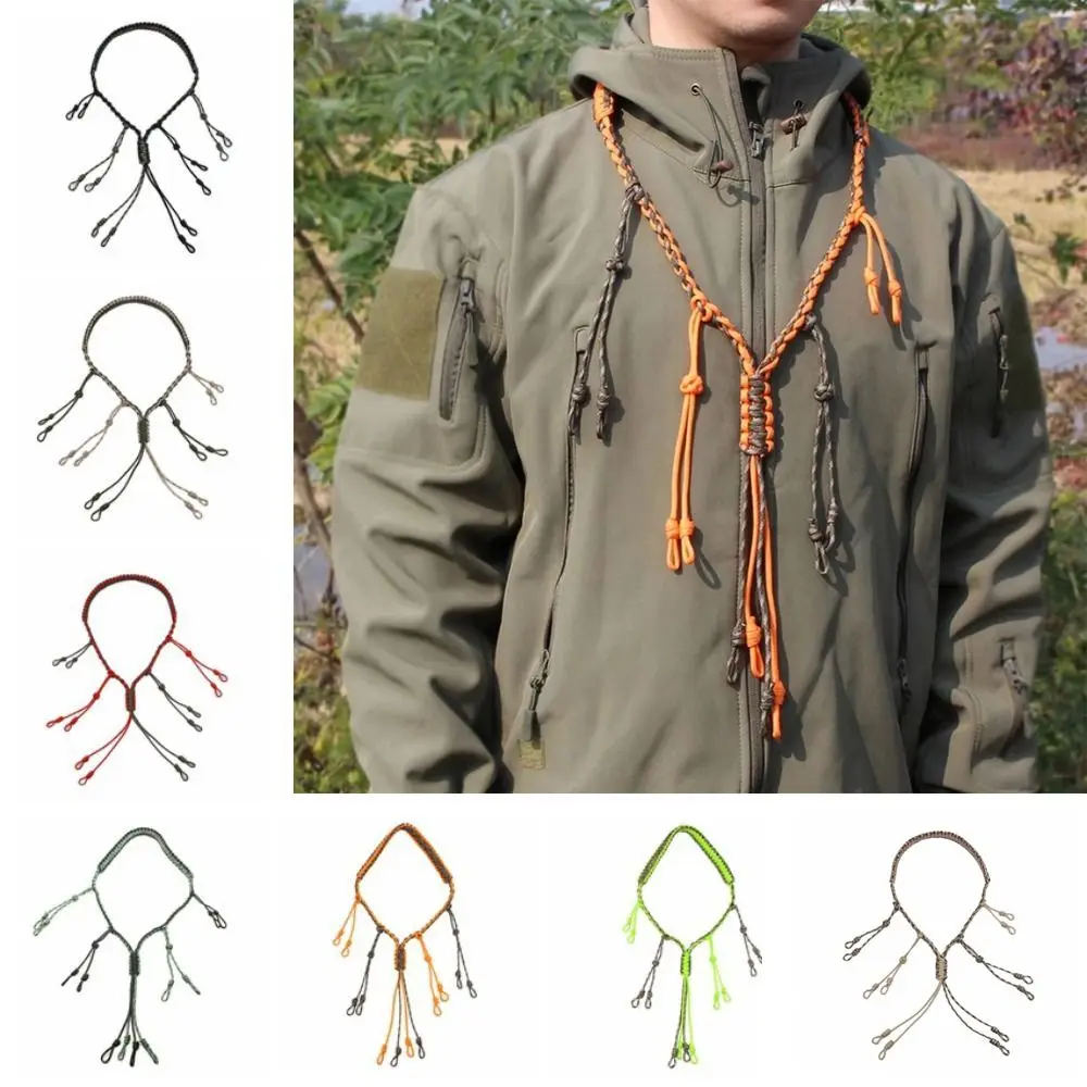 Nylon 12-Ring Duck Call Lanyard Colorful Portable Outdoor Hunting Gear 12 Adjustable Loops Whistle Lanyard Hunting Woven Collar