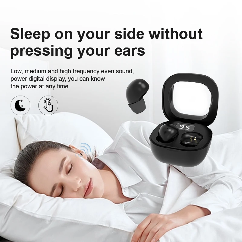 SK Small Headphones Wireless Bluetooth Headset Sport Sleeping Invisible Comfortable To Wear Bass Earbuds Earphone For All Phones