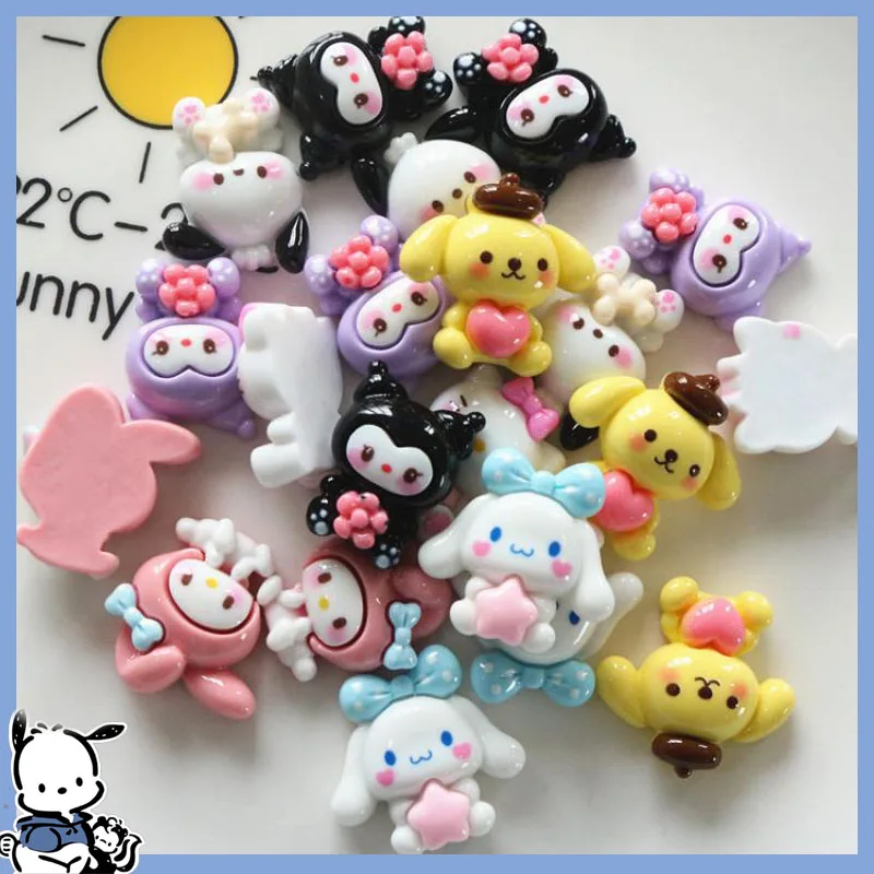 

10Pcs Cartoon Sanrios Resin Kawaii Cinnamorol Kittys Pochacco Hairpin Accessories Diy Material Jewelry Making Supply Decor