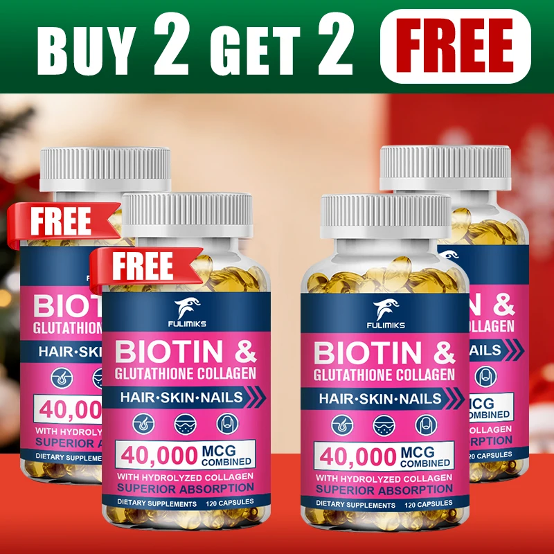 

Купи 2, получи 2 бесплатно! Капсулы с биотином, глутатионом и коллагеном, тройное действие для сияющей кожи, крепких волос и антивозрастного ухода