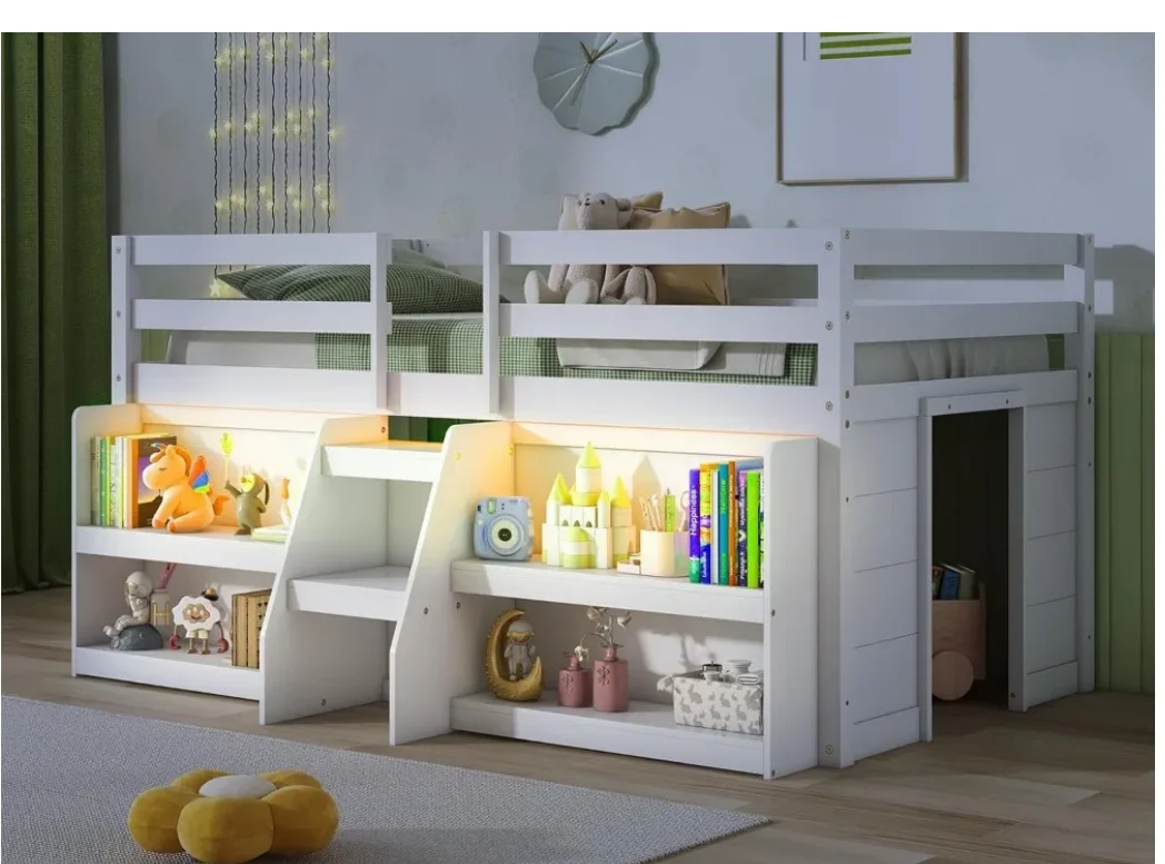 

Modern Kids' Bedroom Set: Double Decker Lofty Sleep Station Combining Study Area & Cozy Sleeping Quarters