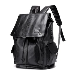 Newest Style Trend Male Men Bags Backpack Boys Outdoors PU Leather Travel Students Fashion Pockets Multi-Zipper For Working