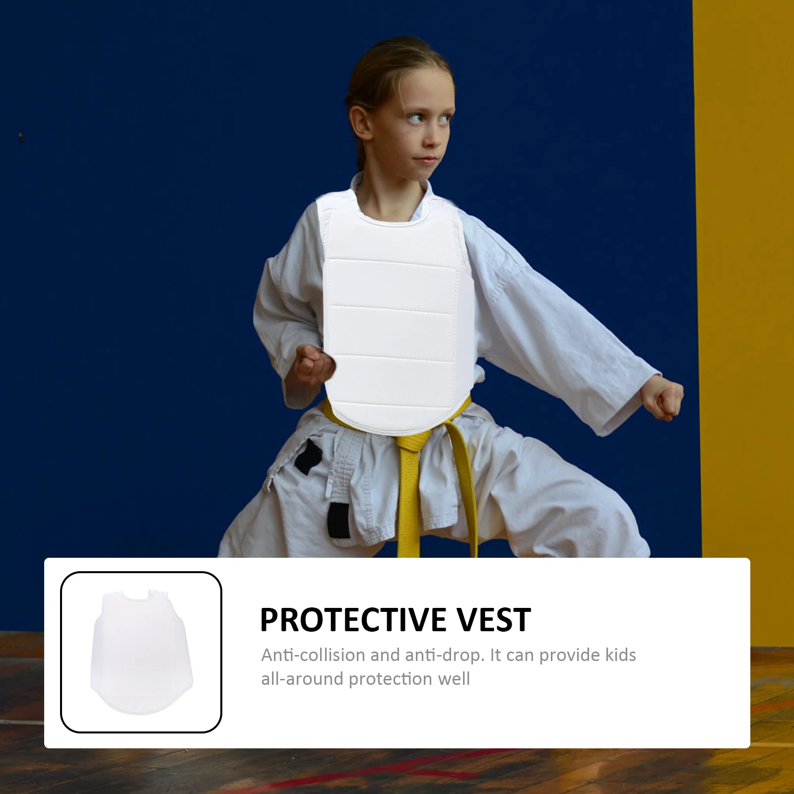 

1pc Thickened Chest Guard for Kids Body Protector Double Sided Impact Resistant Training Vest White Taekwondo Kickboxing Boxing