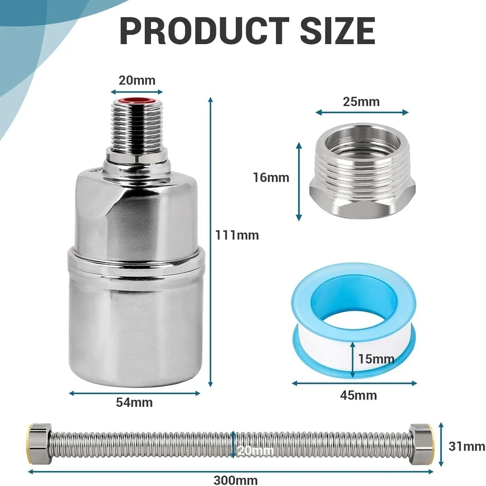 

ABGH-3/4 Inch Automatic Float Valve Automatic Water Level Control Valve 304 Stainless Steel Level Control With Hose