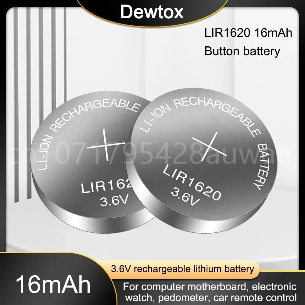 1-5PCS LIR1620 3.6V Rechargeable Li-ion Button Cell Coin Batteries Supports Welding Feet Replace CR1620 Watch Battery