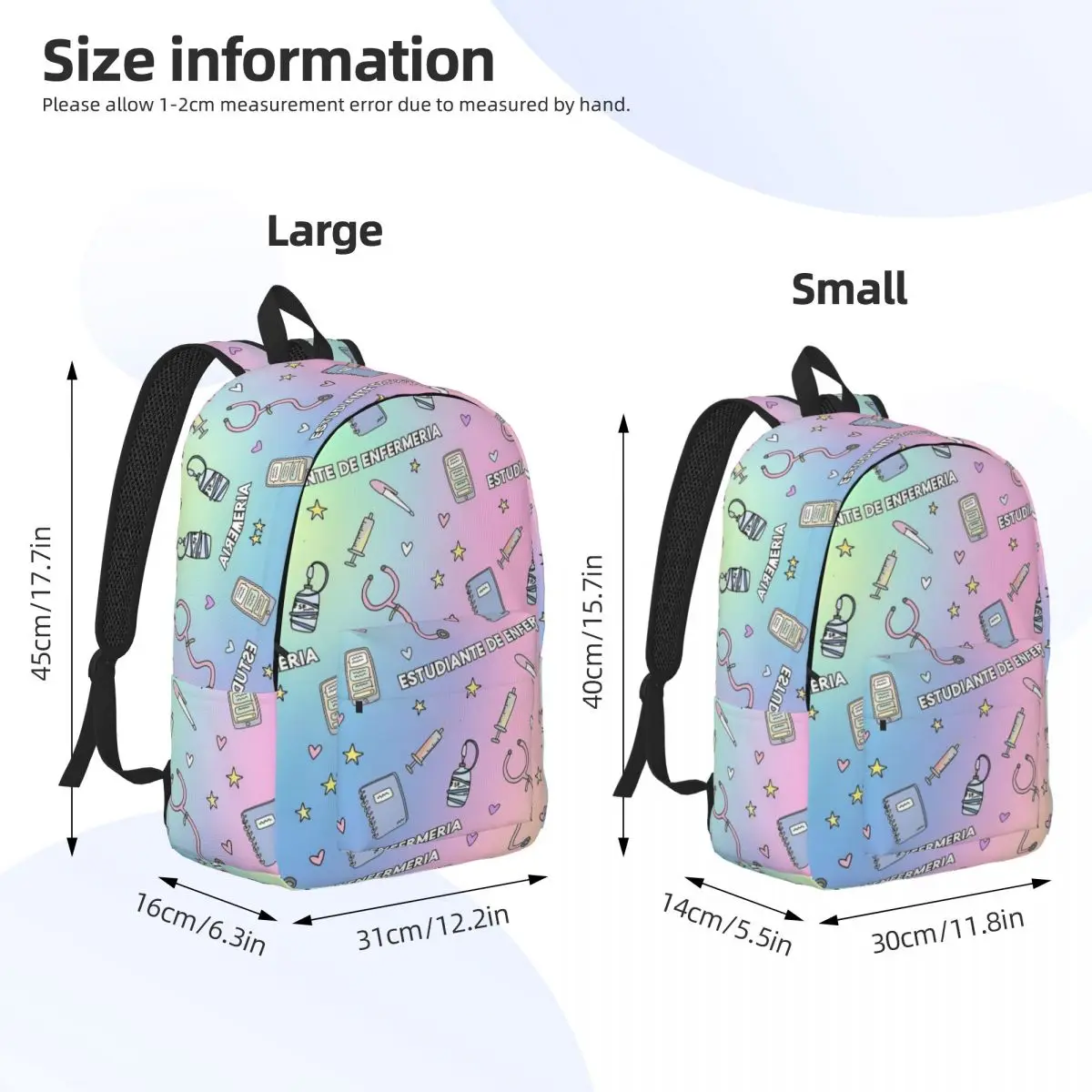 Mochila de lona ligera para hombre y mujer, mochila colorida para Enfermera, ordenador portátil, negocios, estudiantes