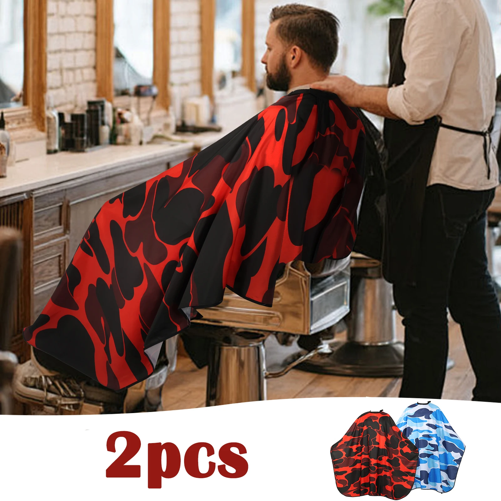 

2Pcs Barber Hairdresser Camouflage Aprons Wear Resistant Waterproof Salon Color Cape With Snap Hairdresser Styling Accessories