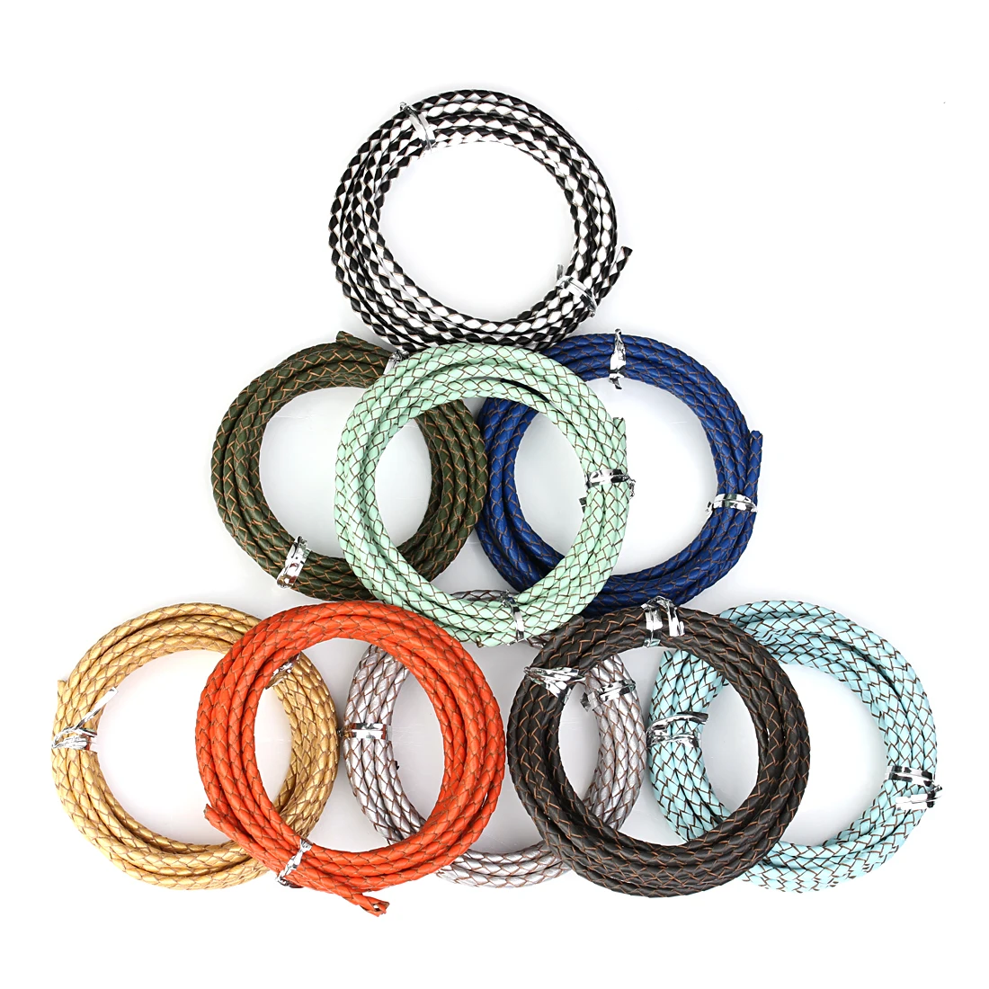 LINSOIR 2m/lot Dia 3 4 mm Genuine Braided Leather Cord Round Leather Thread Rope For DIY Necklace Bracelet Jewelry Making F1104