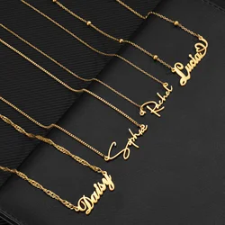 Custom Name Necklace Personalized Pendant Wave Chain Stainless Steel for Women Jewelry Box Chain for Man Item Birthday Gift