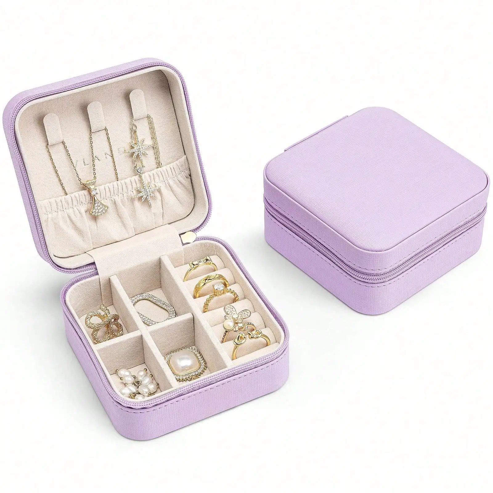 Portable PU Leather Jewelry Box With Letter Customization For Rings Earrings Necklaces Travel Storage