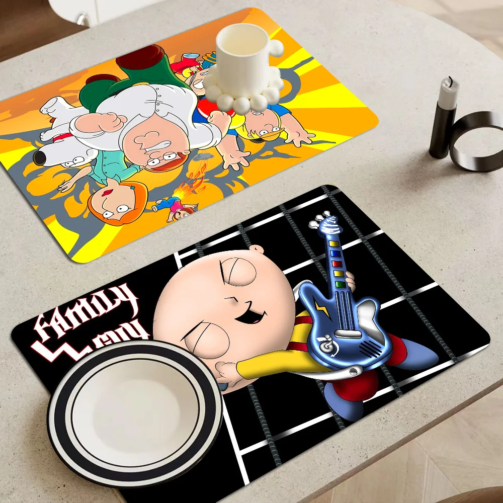 

Anime F-Family Guy Printed Dish Drying Mat Super Absorbent Coffee Drain Pad Tableware Quick Dry Rug Kitchen Dinnerware Placemat