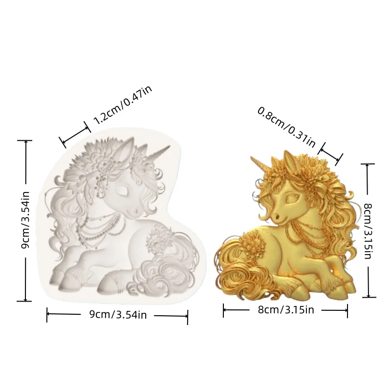 Luxurious Decorative Unicorn Art Mold, Pearl Garland Embellishment Design, Dreamy Dessert Fondant Chocolate Making Silicone Mold - view 2