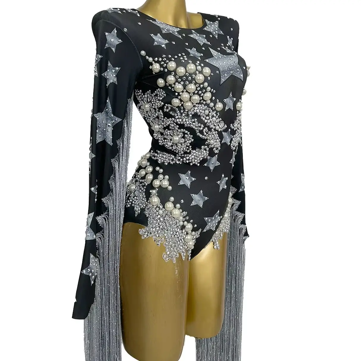 

Street Sports Style Jumpsuit Simple Pearl Willow Nail Tassel High Slit Pants Women Beach Swimming Pool Party Dress Starqun