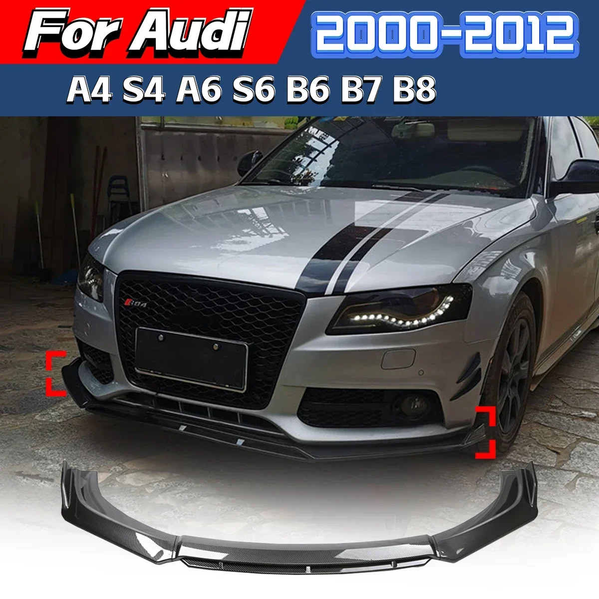 For Audi A4 S4 A6 S6 Station Wagon Awant B6 B7 B8 Front Bumper Front Spoiler Car Spoiler Front Lip Splitter Diffuser Body Kit